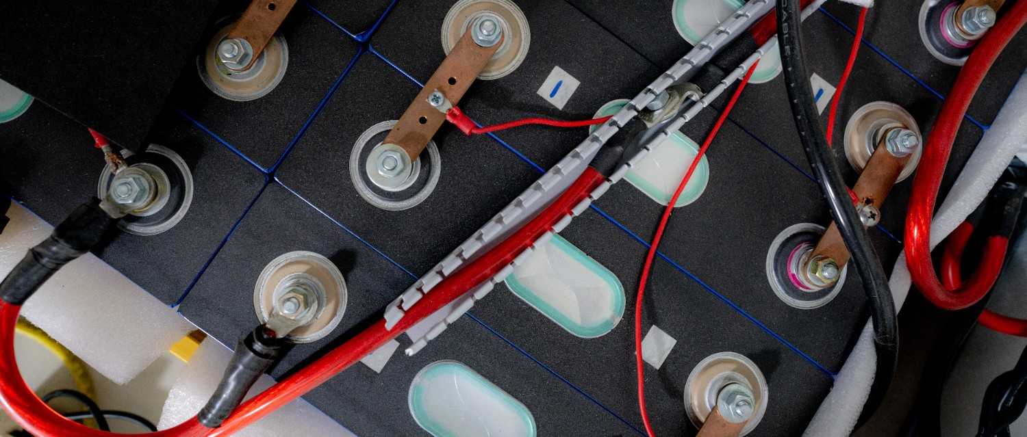 Battery Array with Copper Connectors and Wiring