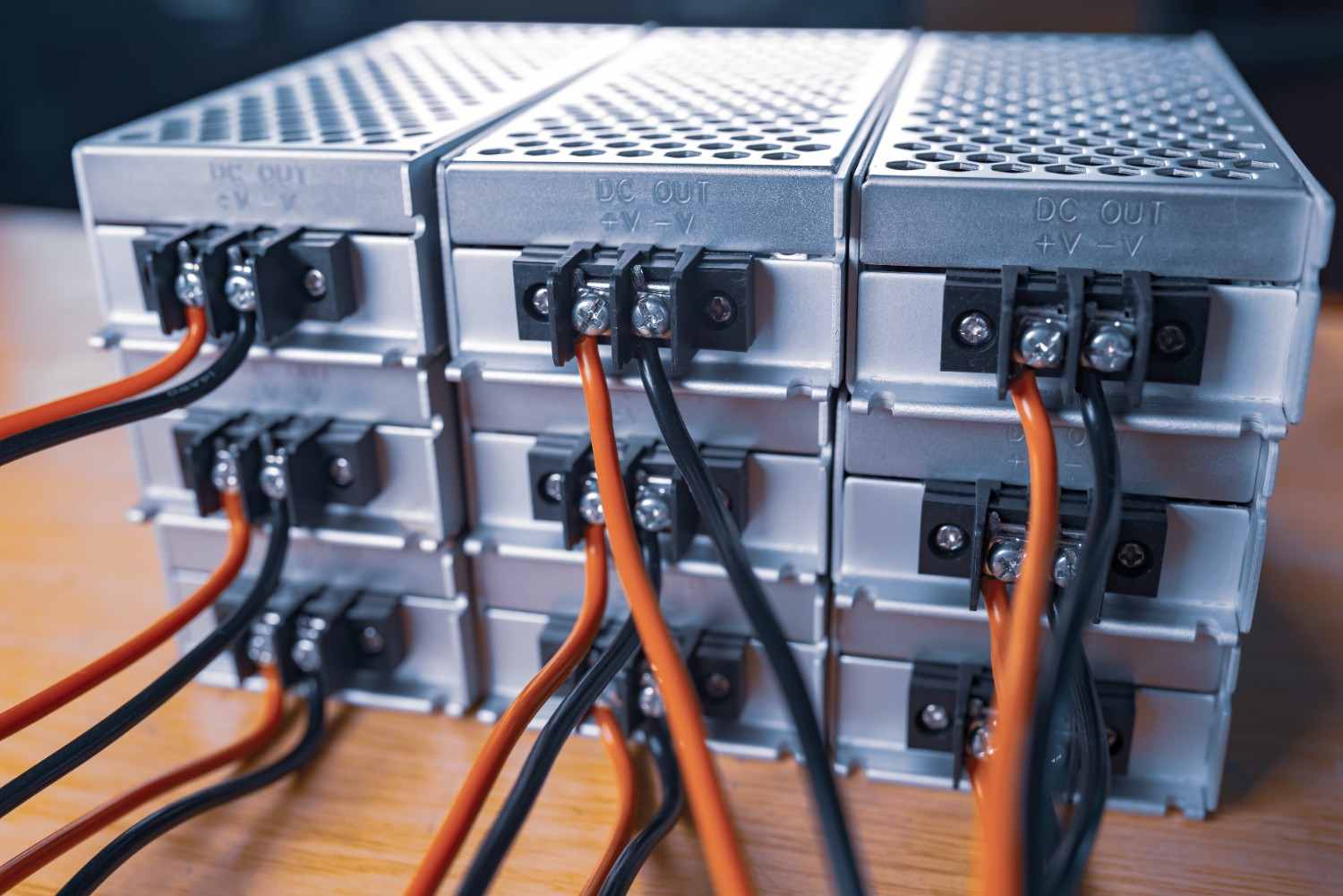 Power Supply Units with Wiring – Close-Up Shot